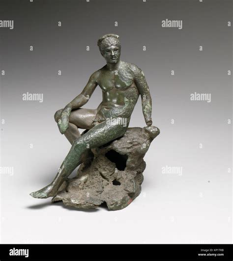 hermes bronze spaten|Bronze statuette of Hermes seated on a rock .